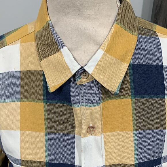 J. Crew size L blue, yellow, white, green plaid button down work shirt - Picture 2 of 3